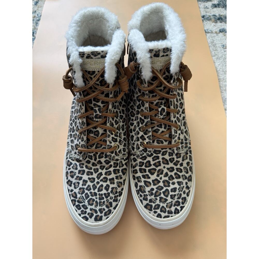 Sperry Women's Animal‎ Leopard Print Top Sider Sneaker Boot Size 10